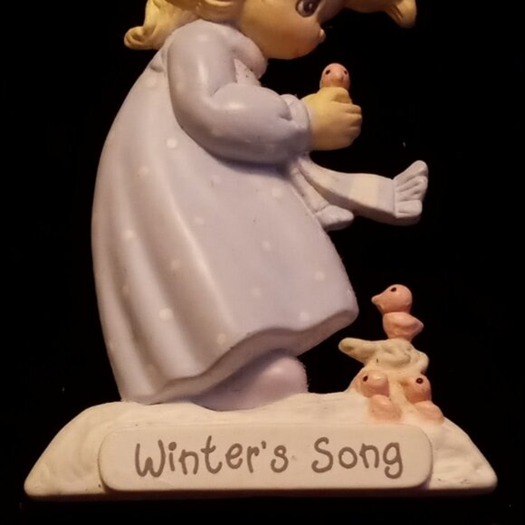 1989 Precious Moments Winter's Song Collectible Brooch Pin by Samuel J. Butcher - Picture 2 of 5